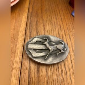 SID BELL TILLY NY 1977 Vintage Pewter Broad Head Deer Belt Buckle